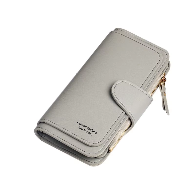 Product image KAHASIL - Dompet Lipat Wanita Panjang Kulit PU Leather KHDP25 all variant Abu-Abu